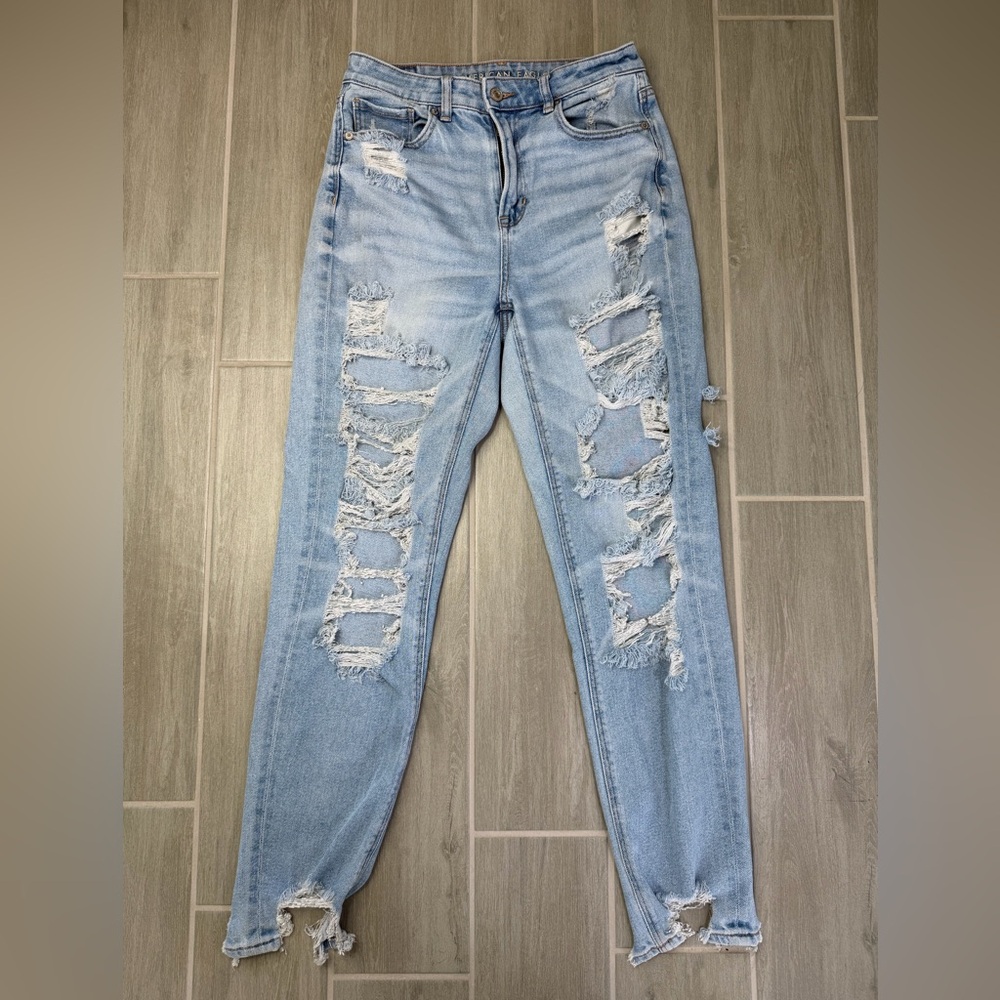 American Eagle Outfitters High Rise Distressed Mom Jeans